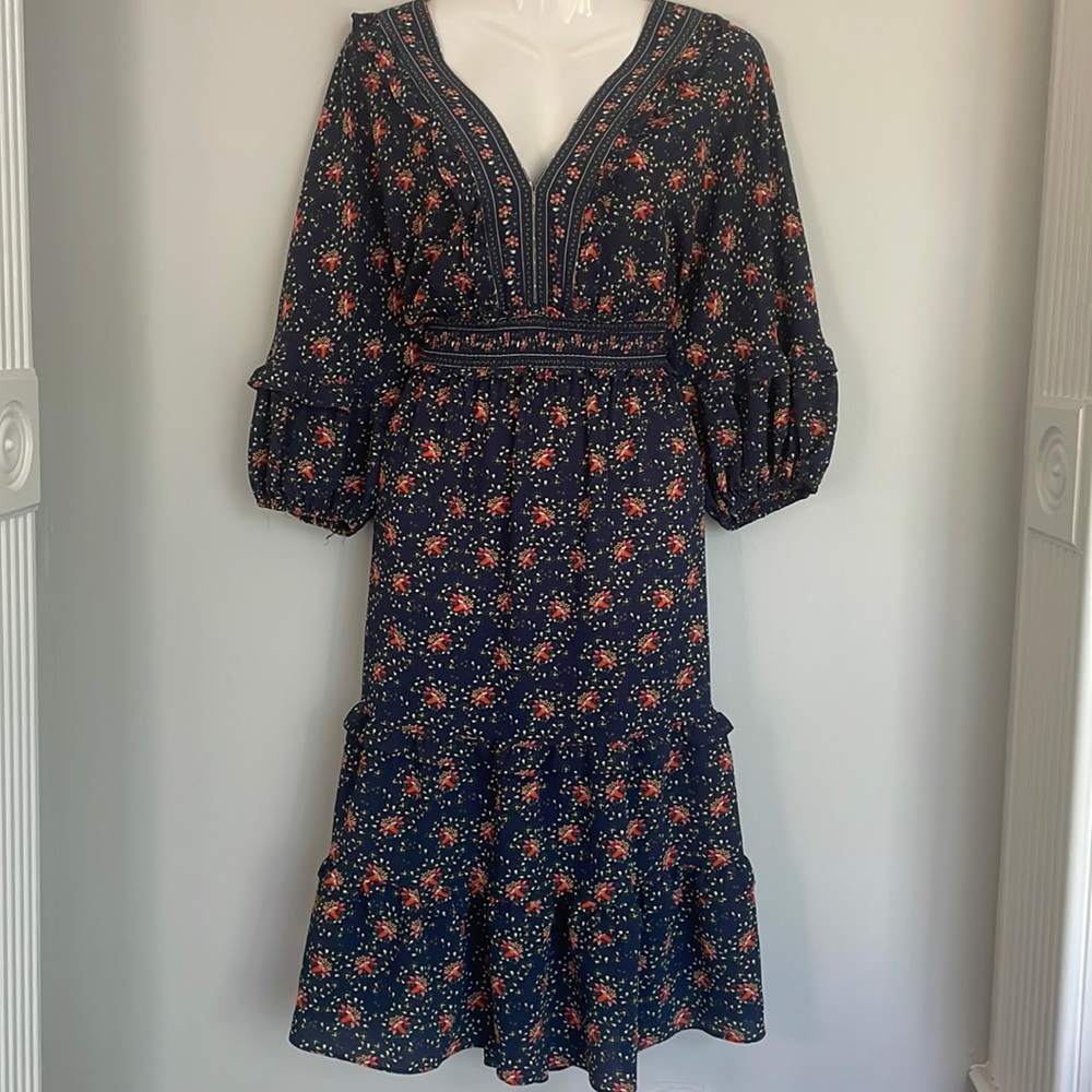 Max Studio navy/floral midi length dress